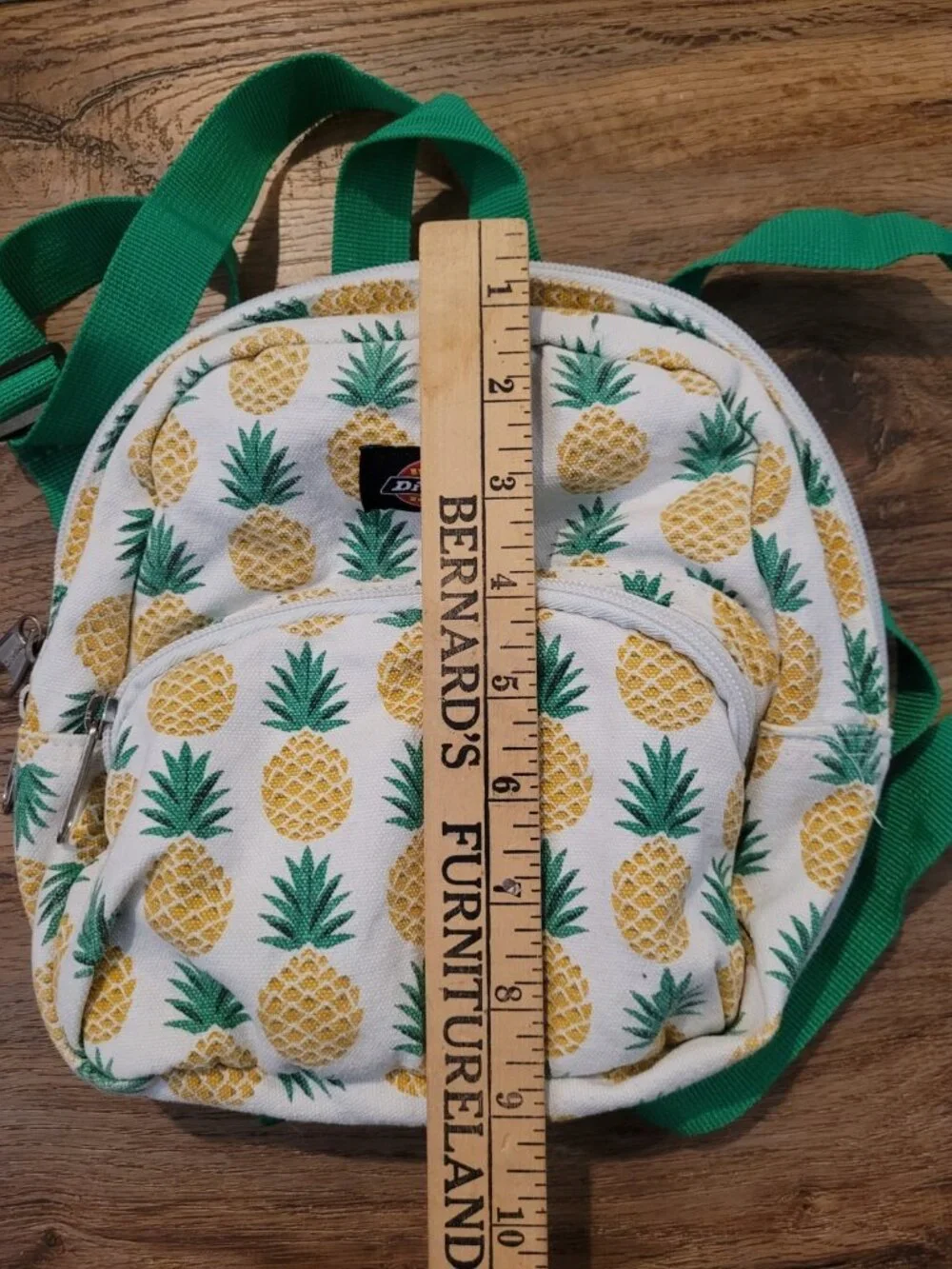 Dickies White Pineapple Print Mini Backpack with Green Straps